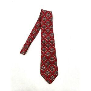 MCM *Flawed* Red Paisley Medallion Foulard 100% Silk Mens Tie Made In Italy